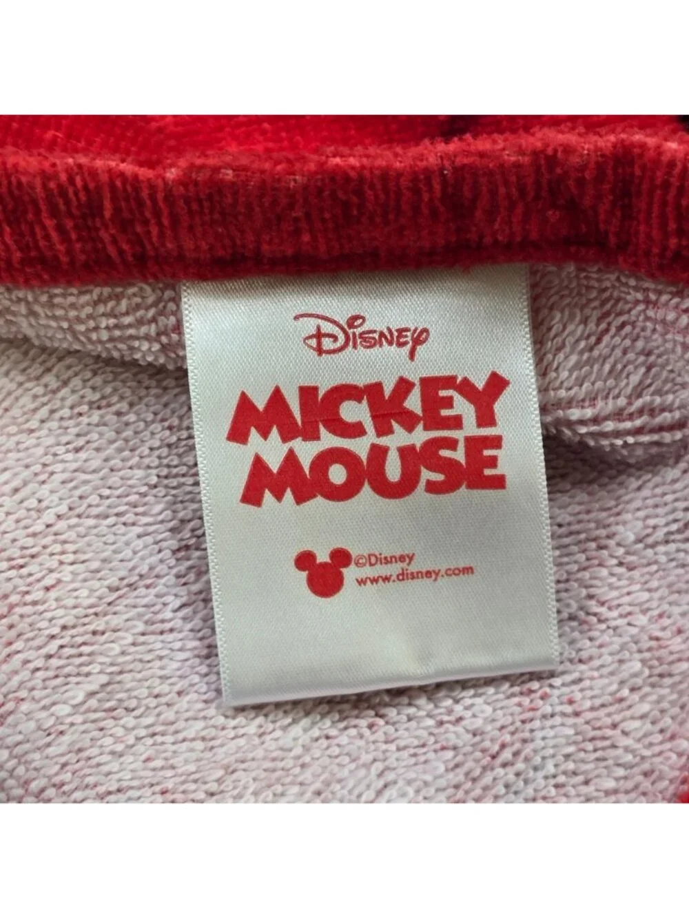 Disney Kids Hooded Towel Red Black Mickey Mouse Cotton Wrap With Ears Bath Beach